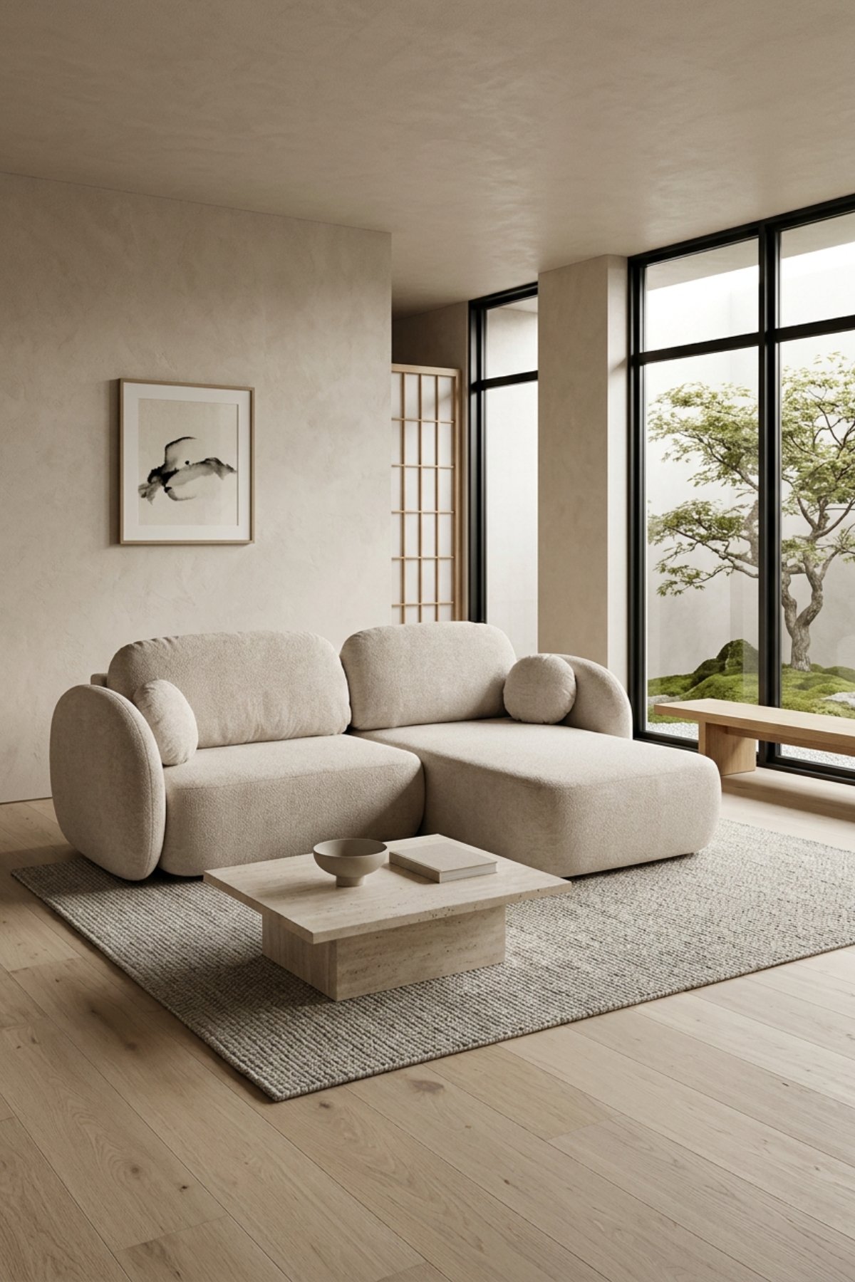 AULFA TISSUS CHENILLE BEIGE ANGLE DROIT