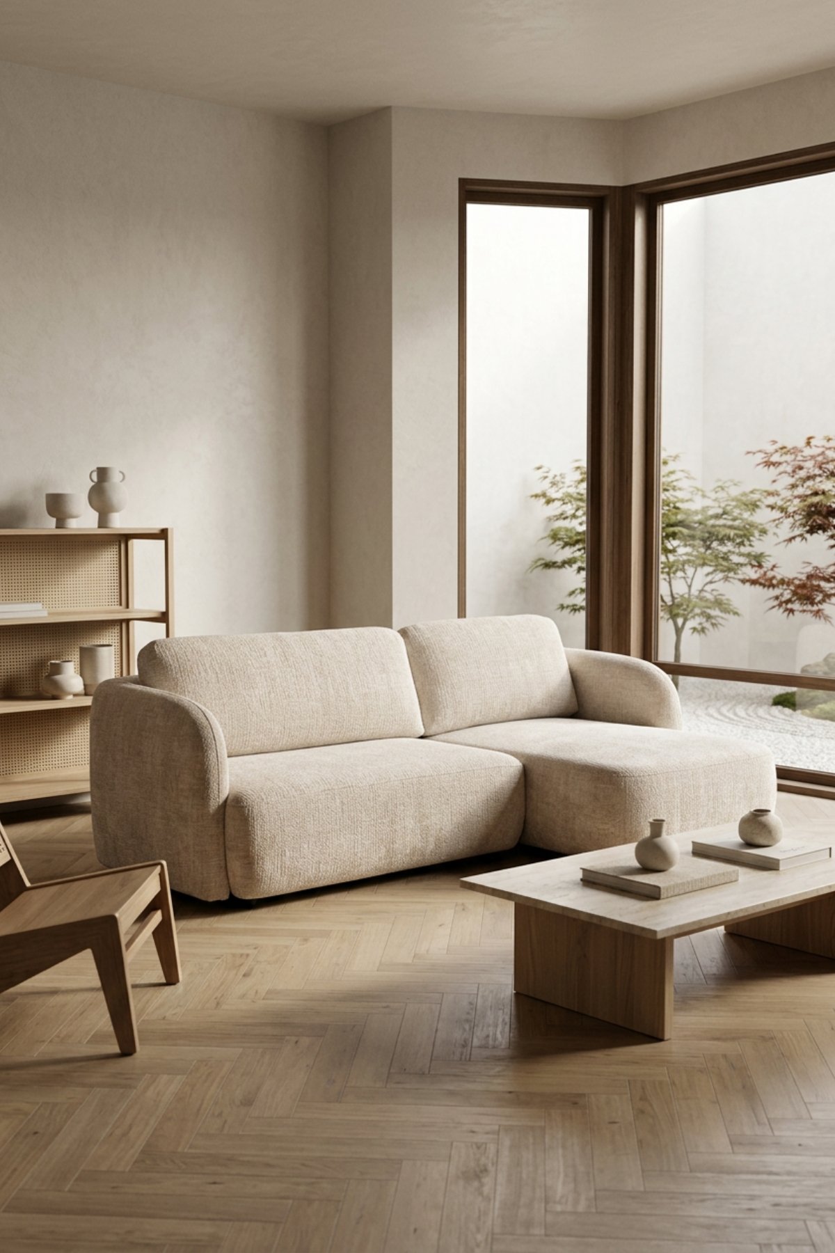 AYLINE ANGLE DROIT TISSUS CHENILLE BEIGE