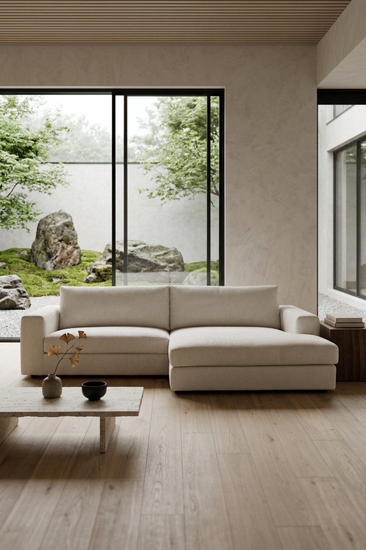 RIVIERA S CHENILLE ECRU ANGLE DROIT