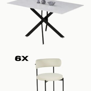 TABLE A MANGER JESSICA ET 6 CHAISES SOHO