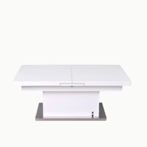 TABLE A MANGER TABLE BASSE RELEVABLE TB86 BLANCHE VERRE TREMPE PRINCIPALE