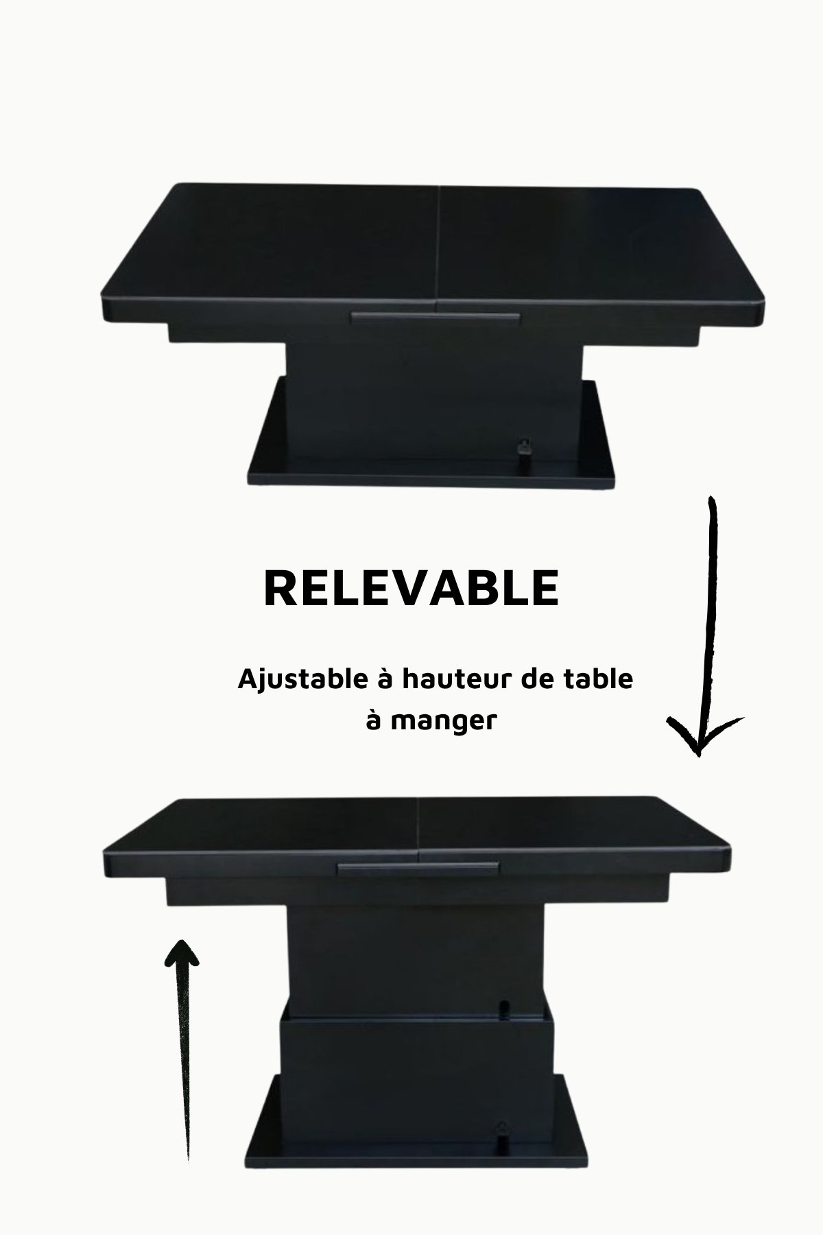 TABLE A MANGER TABLE BASSE RELEVABLE TB86 NOIRE CERAMIQUE 3