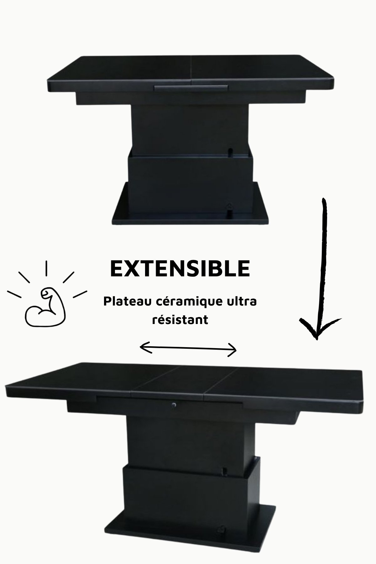 TABLE A MANGER TABLE BASSE RELEVABLE TB86 NOIRE CERAMIQUE 4