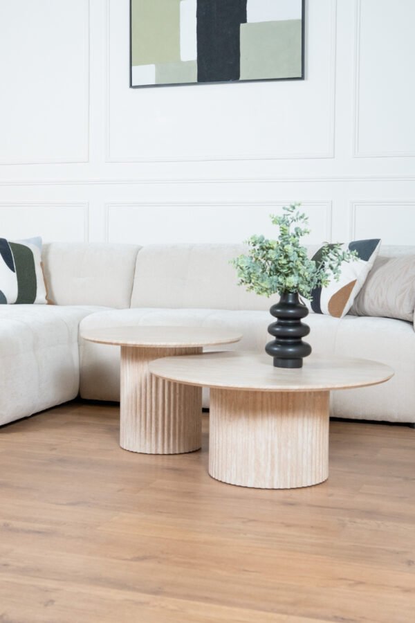 TABLES BASSES GIGOGNES EFFET TRAVERTIN 2