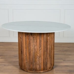 TABLE A MANGER MILA BOIS MANGUIER MARBRE BLANC 4 1