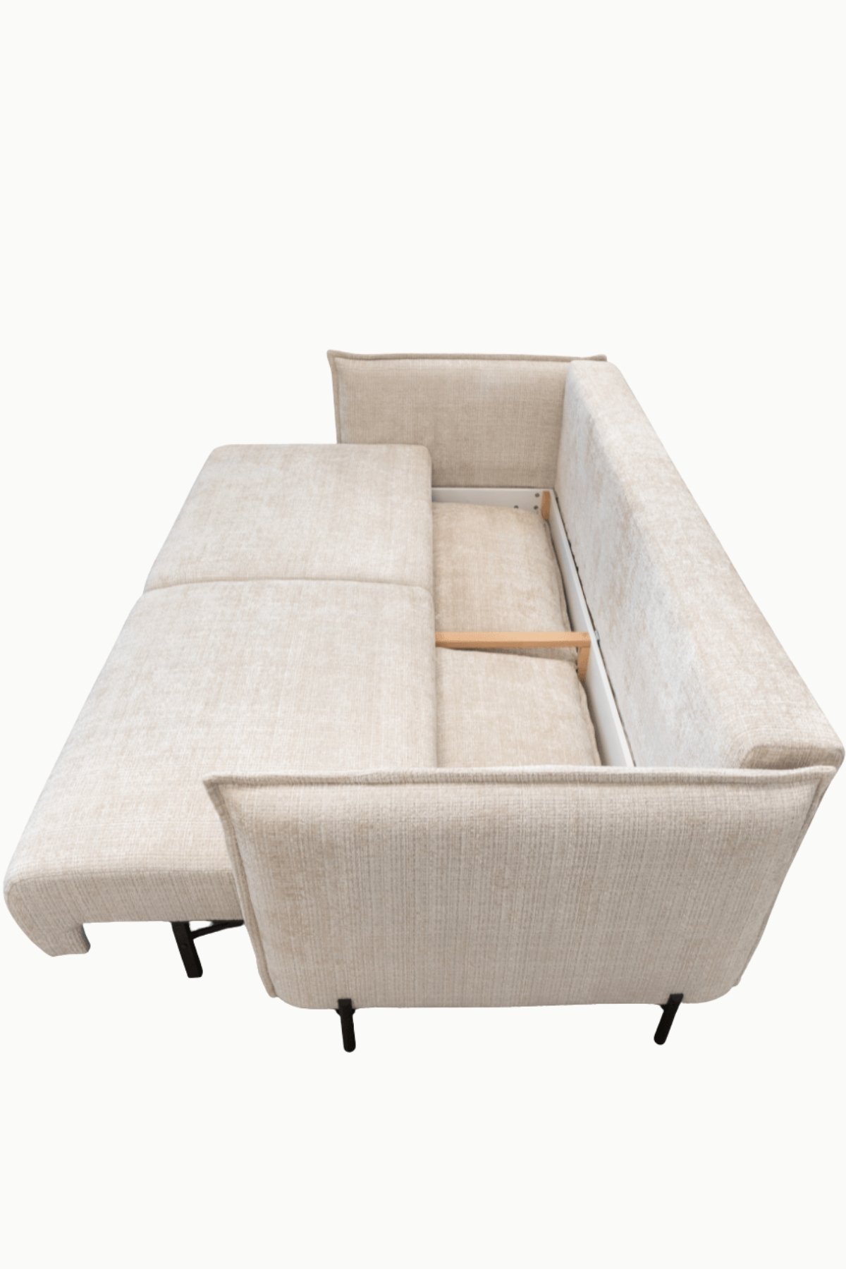 canape amelie coffre convertible tissus chenille ecru 7