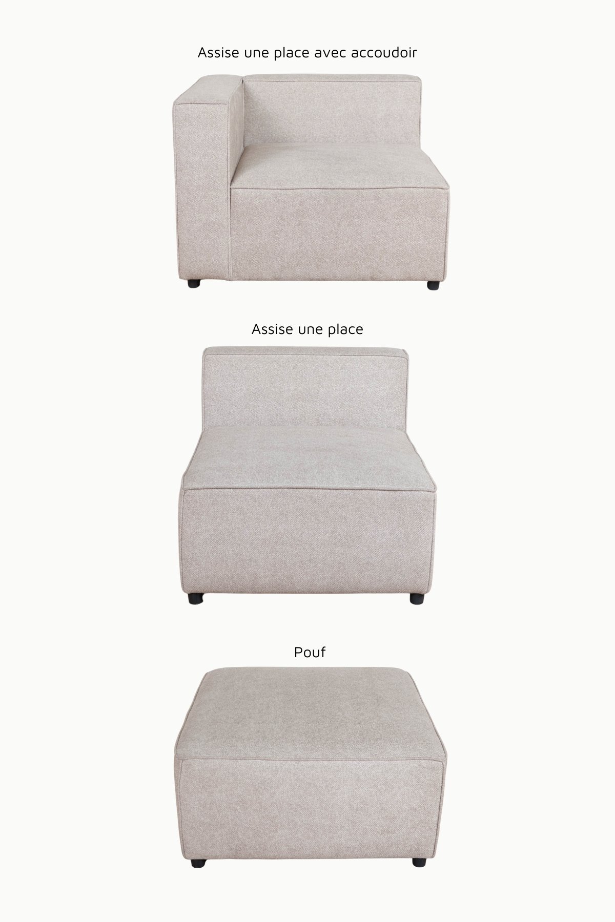 modules monte carlo tissus chenille beige